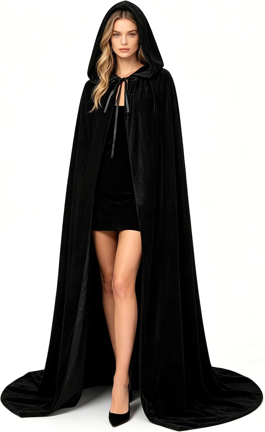 Velvet Cape with Hood,Hooded Velvet Cloak,Halloween Costume Cape,Witch,Vampire,Renaissance