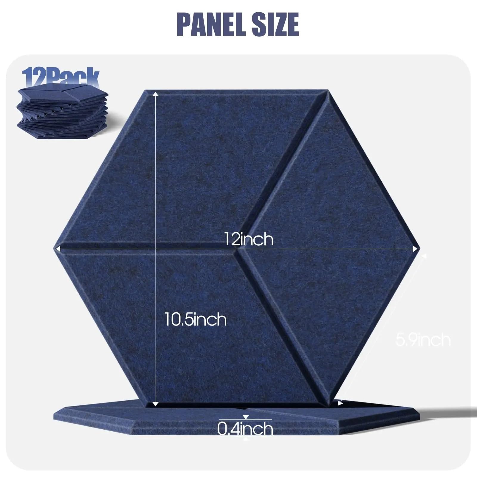 Paneles Acústicos Hexagonales Paquete de 12 espumas insonorizantes autoadhesivas con diseño en Y for absorber el ruido y eliminar Para el estudio(Y-Cut Hexagon Blue)