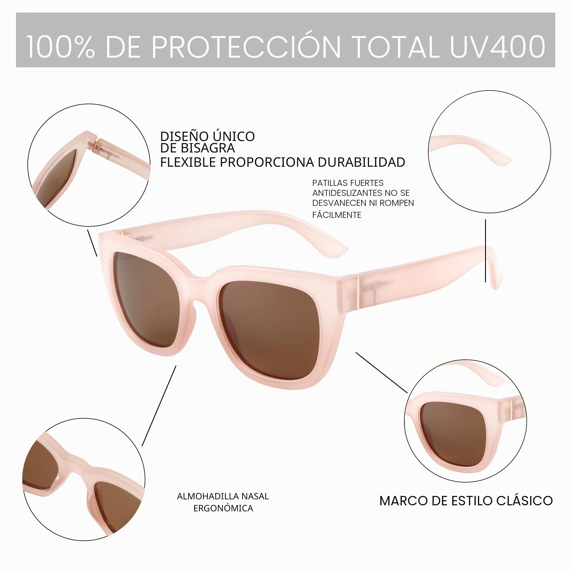 ZENOTTIC Gafas de Sol Polarizadas Estilo Ojo de Gato para Mujeres - Gafas de Sol Clásicas con Protección UV400 y Estilo Retro de Diseñador