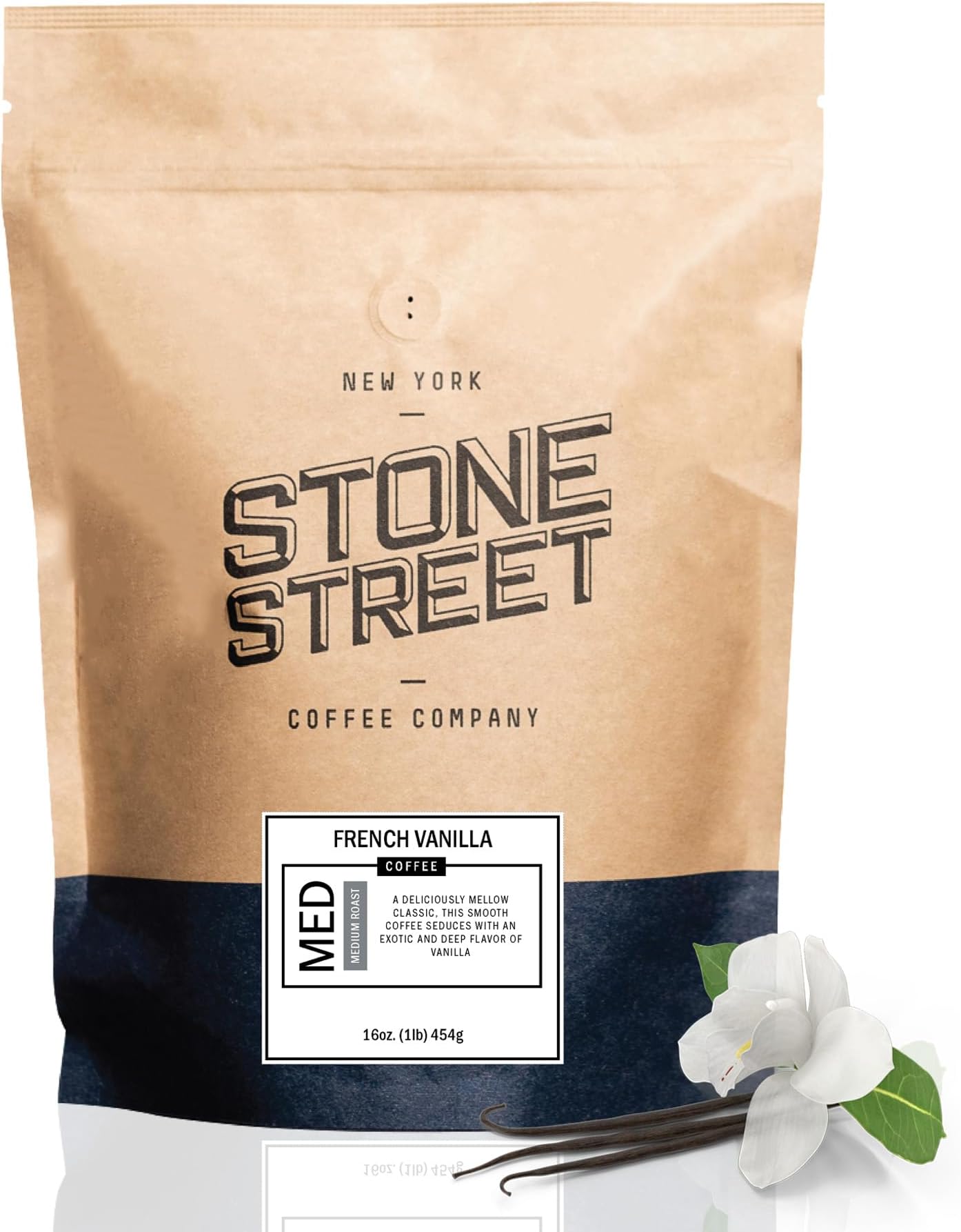 Flavored Ground Coffee, French Vanilla, Freshly Roasted, 100% Colombian Arabica, Gourmet Coffee, Medium Roast, 1 LB