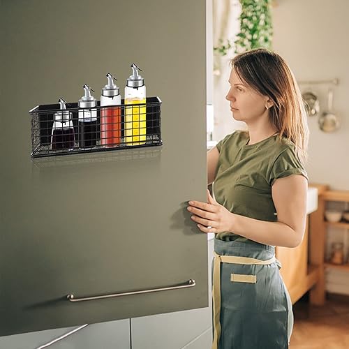 Miniatura 3 de OUNONA Cesta de almacenamiento magnética de malla de alambre, bandeja de escritorio, organizador de oficina para refrigerador, microondas, horno,