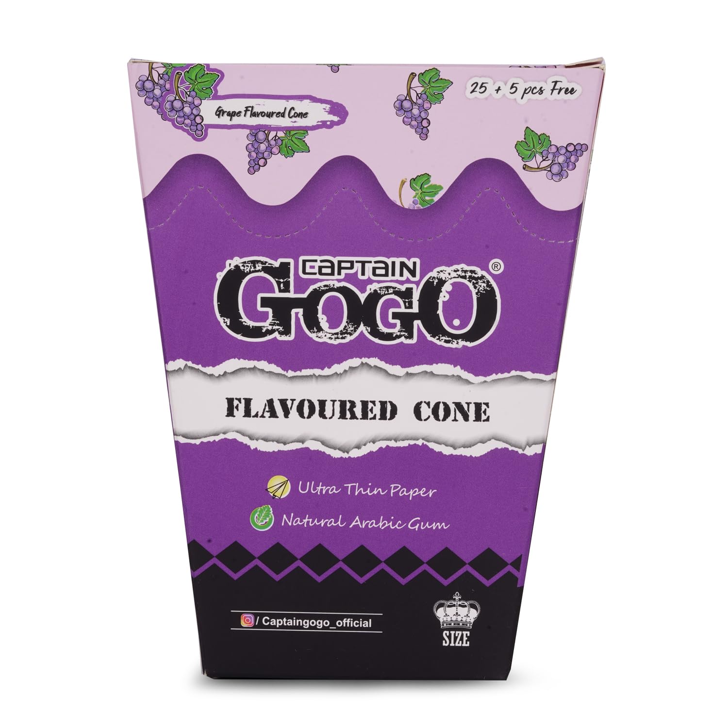 Captain GoGo Grapes flavour King size pre rolled cones pack of 30(Grapes)