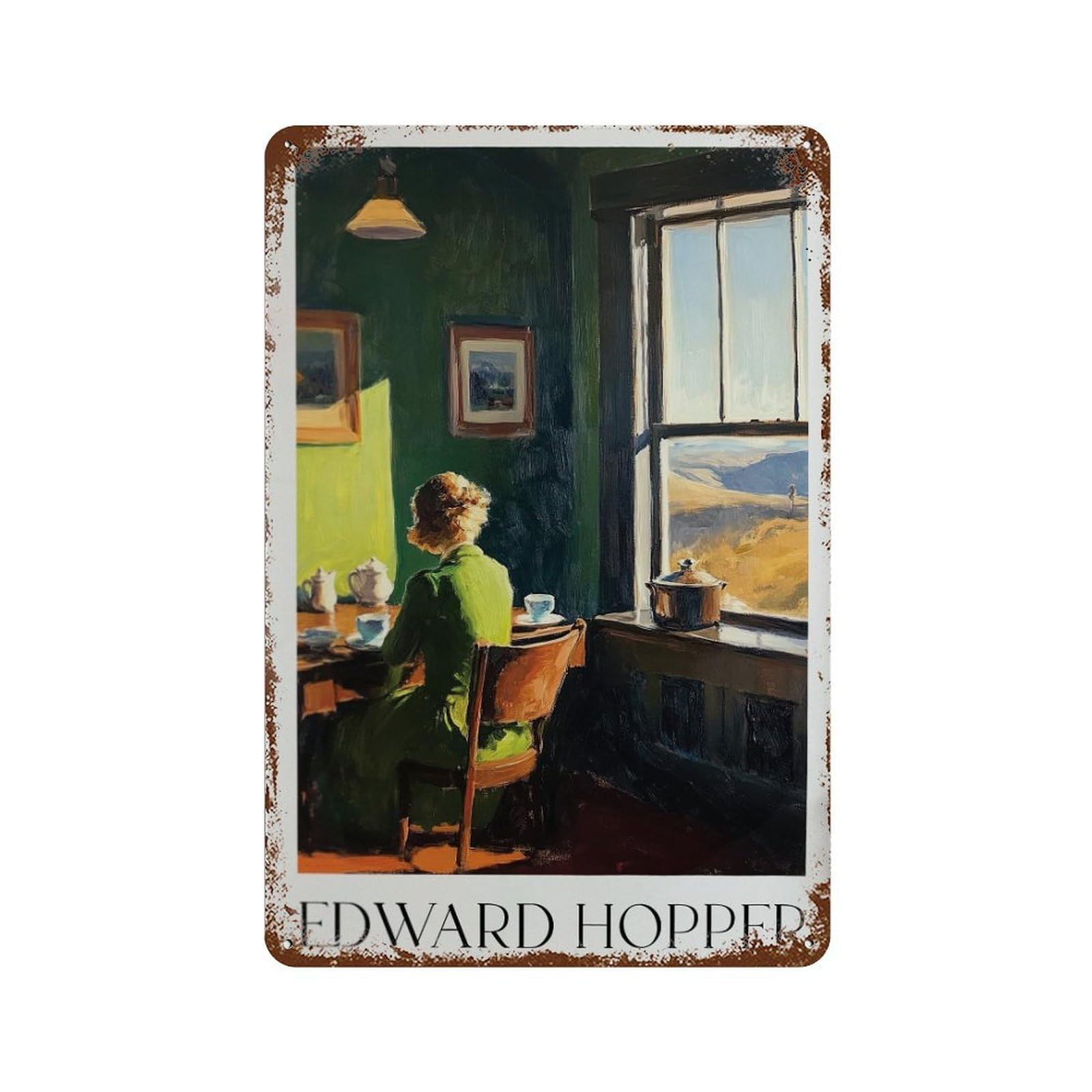 xiaoxiaoshen Edward Hopper Mid Century Modern. American Realism. Wall Decor Art Metal Tin Poster Modern Home Decor Art Home Bar Shop Decorations Vintage Sign 30x20cm