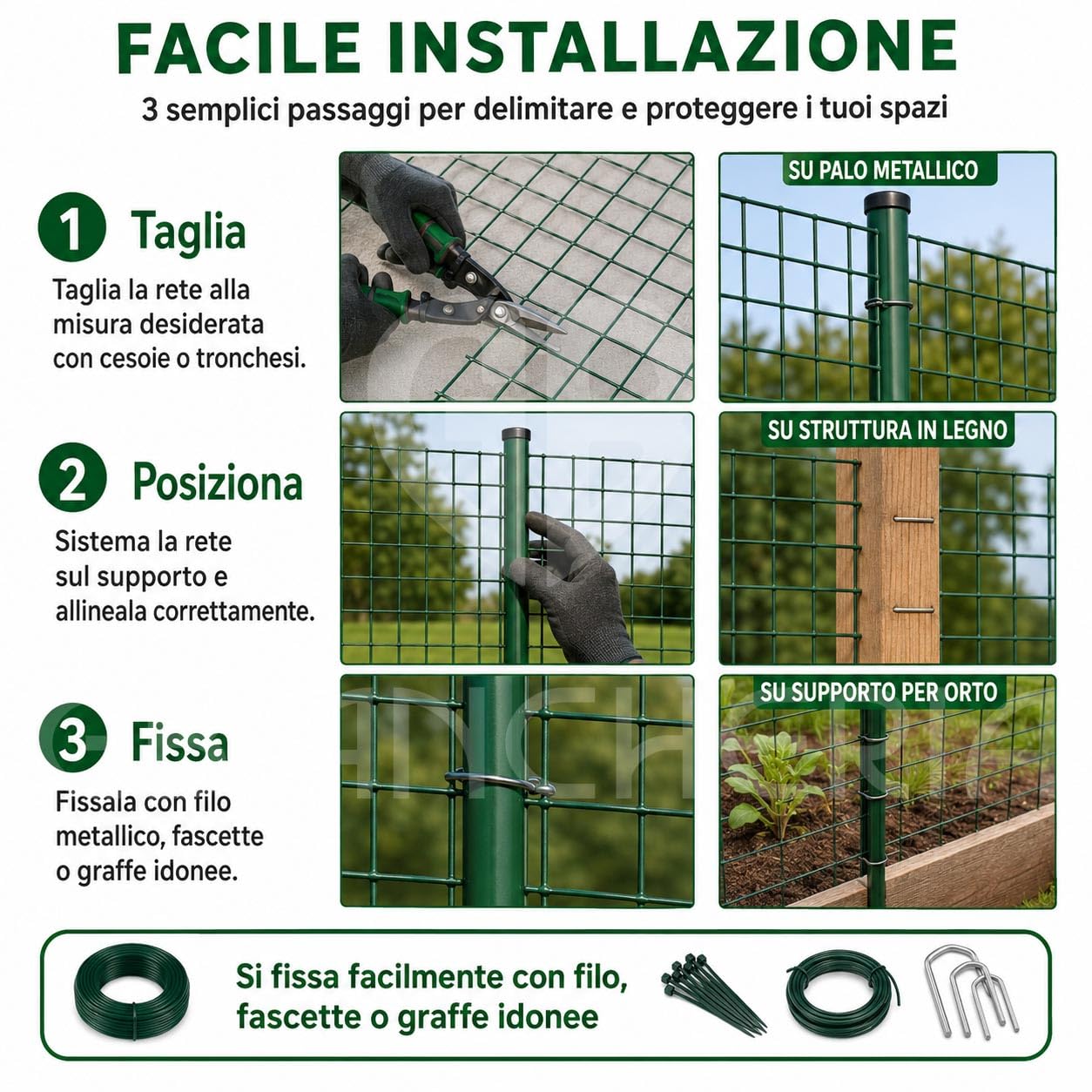 Rete Verde Plastificata Elettrosaldata, Maglia 12,5 mm, Filo 0,9 mm (1 x 25 mt)