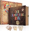 Our Adventure Book Scrapbook, Photo Album 146-Page, Retro Embossed Travel Scrapbook, Up Memory Book for Couples, Gifts, Anniversary, Wedding (8.9 * 7.7 in)