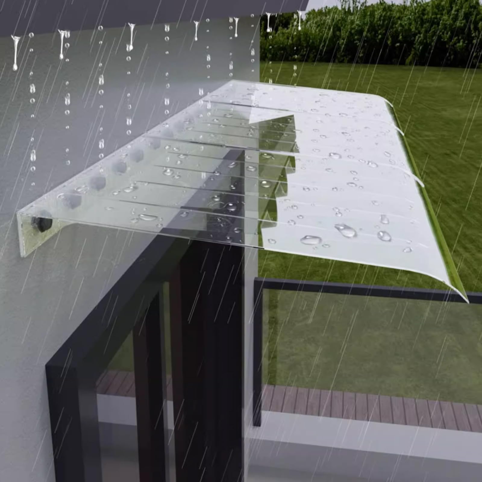 Czyzmdd Light Es Door Canopy Polycarbonate Awning Transparent Entrance Cover Uvresistant Rain Protection Patio Shelter Weatherproof (55X230cm/22X91)