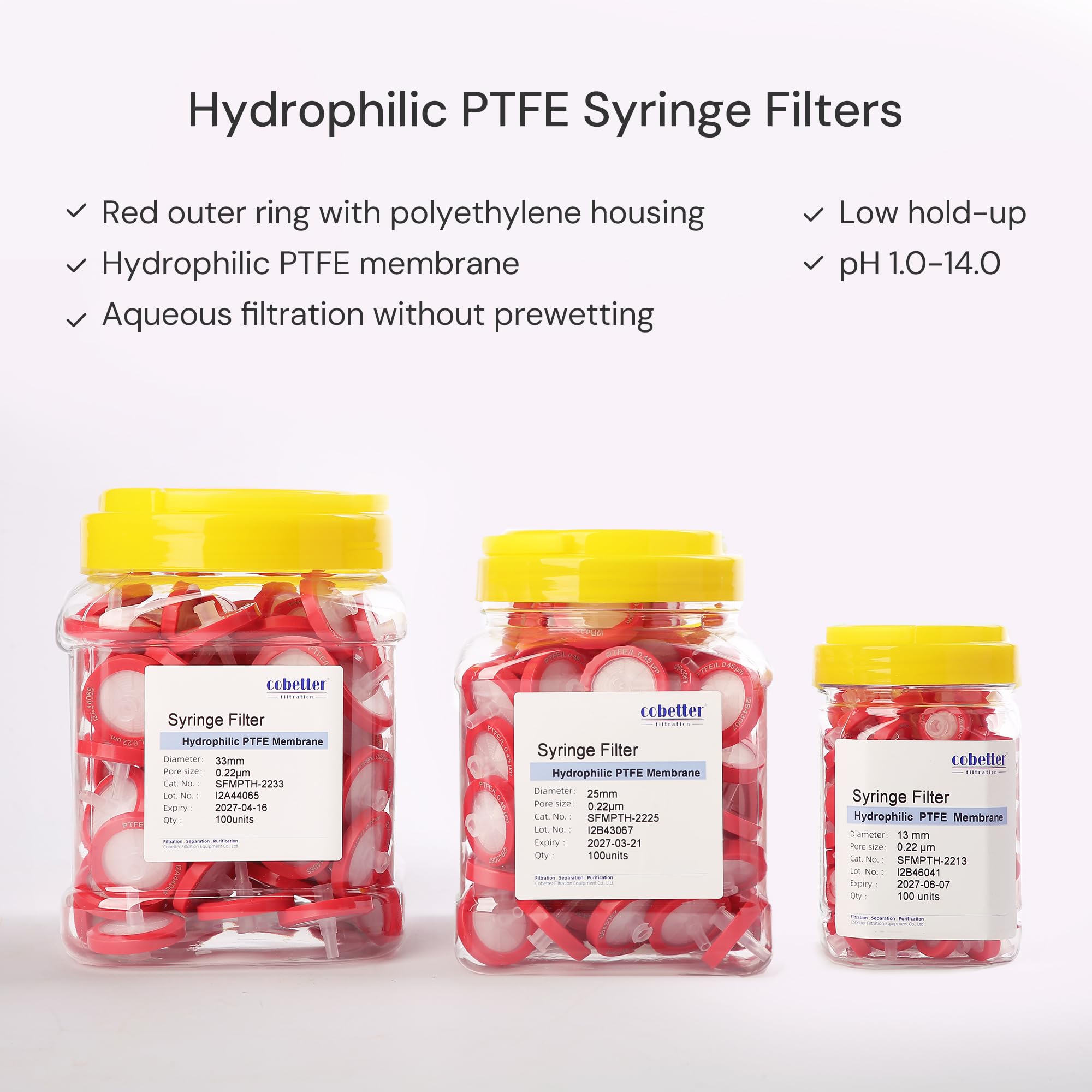 PTFE Syringe Filters - 0.22μm, 100 Pack -3
