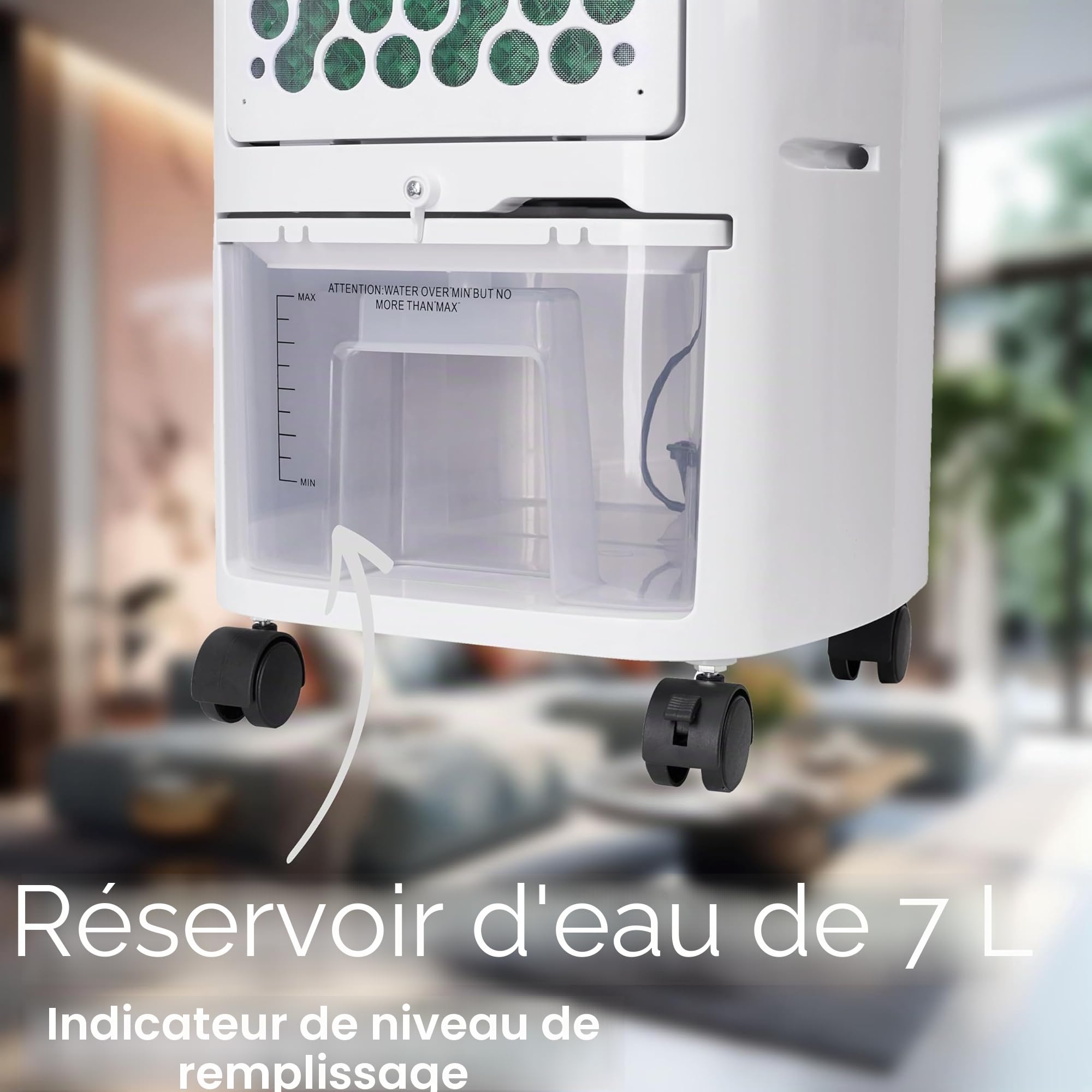 Ventilateur sur pied 3 en 1 avec refroidissement à eau Très silencieux – Climatiseur mobile sans tuyau Refroidisseur d'air avec télécommande – Purificateur d'air 12 h