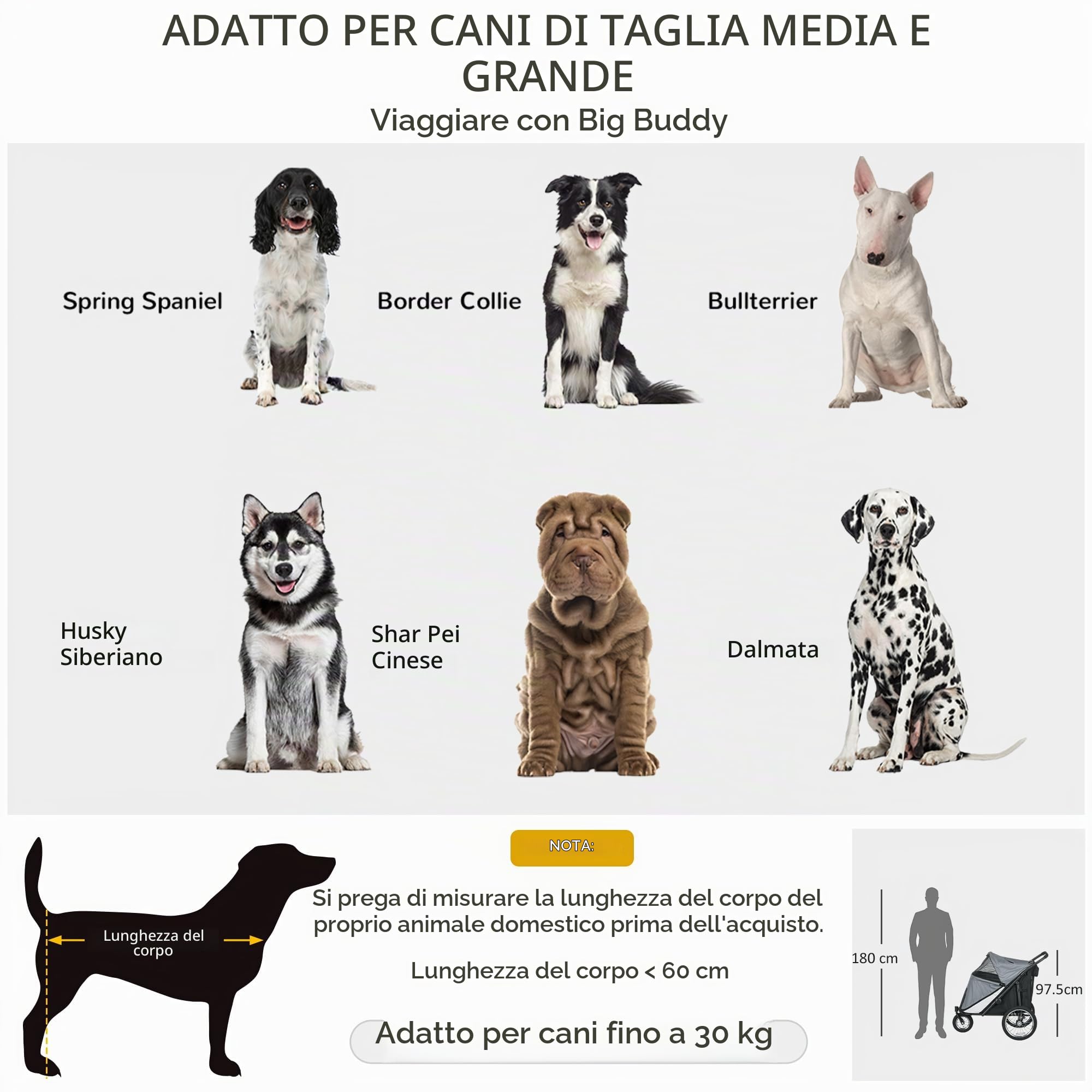 PawHut Passeggino per cani con finestre a rete fino a 30 kg grigio | Passeggino pieghevole per gatto con guinzaglio di sicurezza, grandi ruote in gomma, tessuto Oxford.