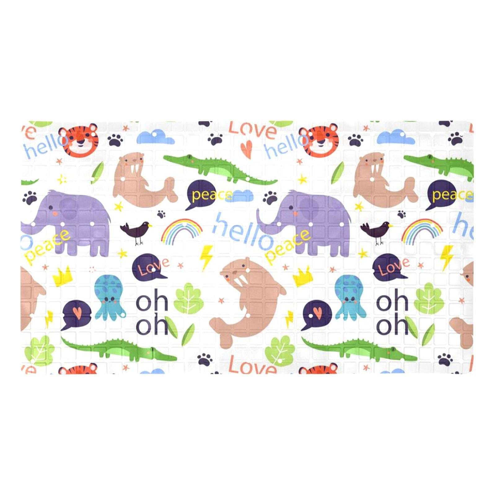 Tapis de bain antidérapant avec ventouses Bennigiry 39x70 cm animaux
