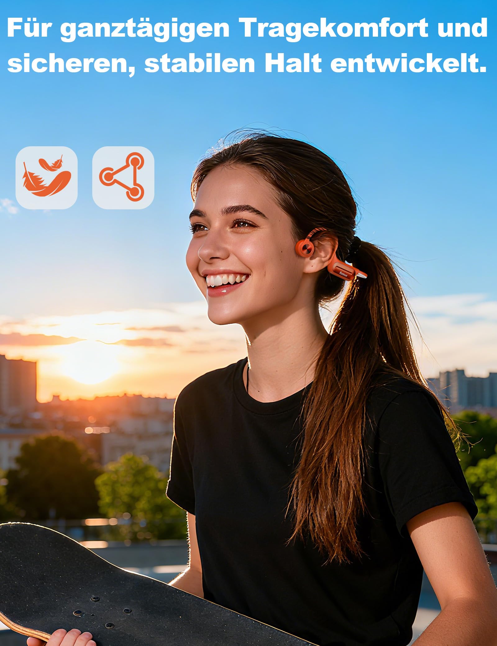 Knochenschall Kopfhörer Schwimmen – IP68 Wasserdicht, Bluetooth 5.4 Sport Kopfhörer mit 32GB MP3-Player, Open-Ear Headset für Unterwasser, Laufen, Radfahren & Fitness