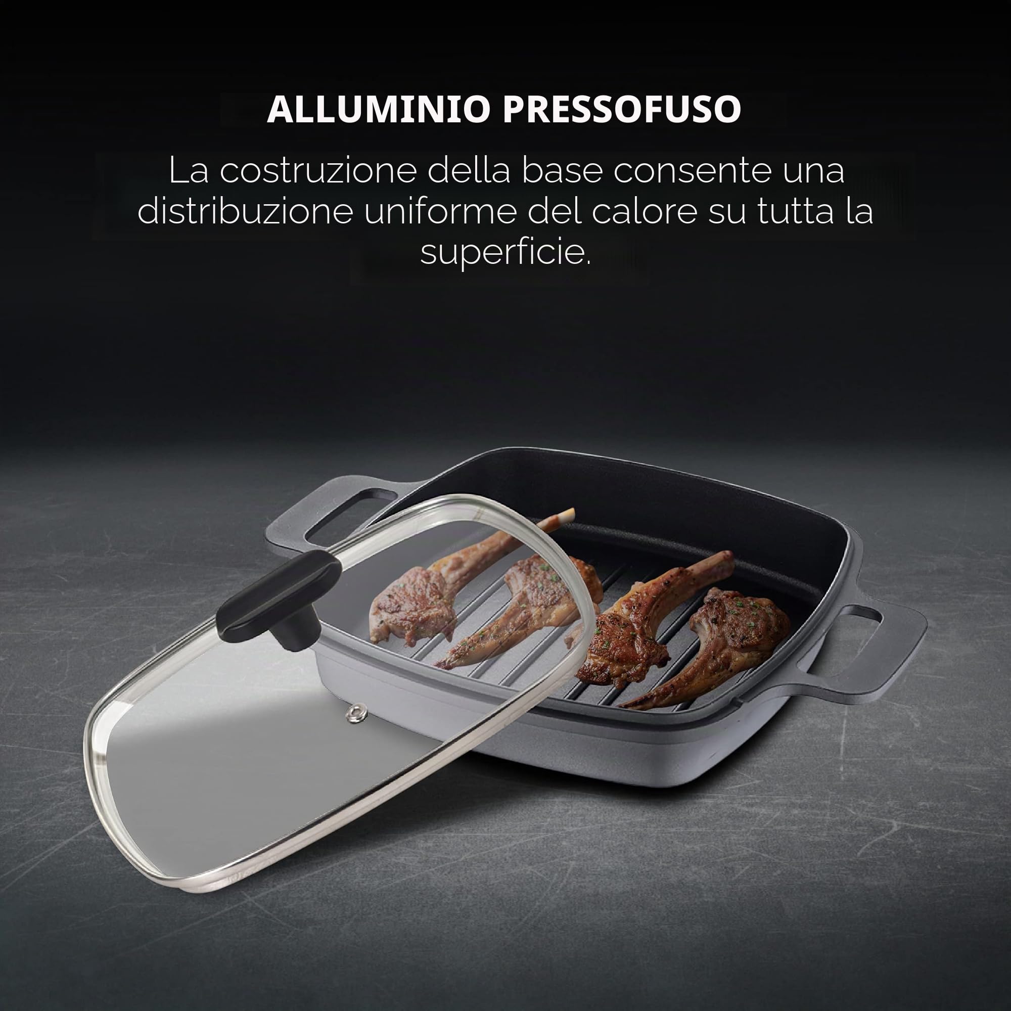 MasterPRO Foodies | Set di pentole 5 pezzi in 1 | Set multifunzione in alluminio pressofuso | Cucinare, grigliare, arrostire e cuocere a vapore | Accessori inclusi | Per tutti i piani cottura