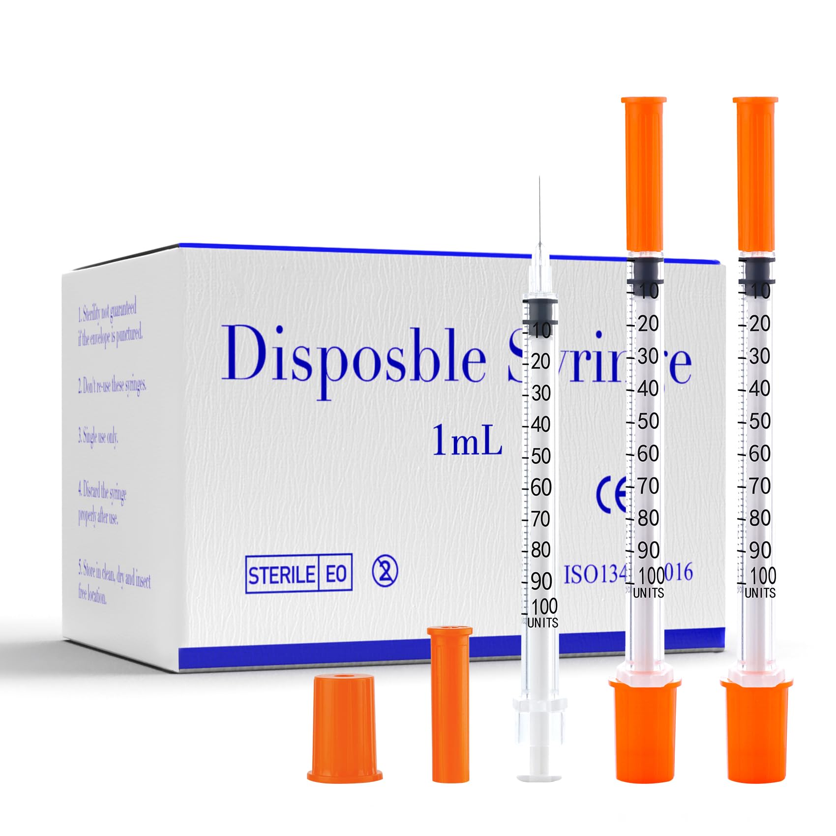 U-100 27G 1cc Syringes with 1/2 Inch-13mm (100Pack)