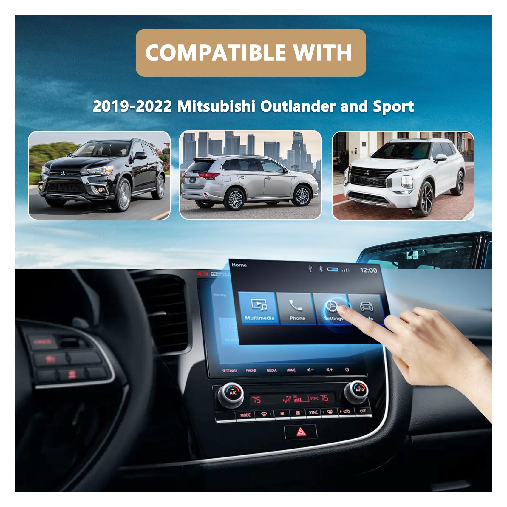 TepHnf Pantalla táctil de 8 pulgadas con 2 perillas Nav para radio LCD para Mitsubishi Outlander Sport 2019-2022 reemplazar 8740A076 8740A130 8740A040