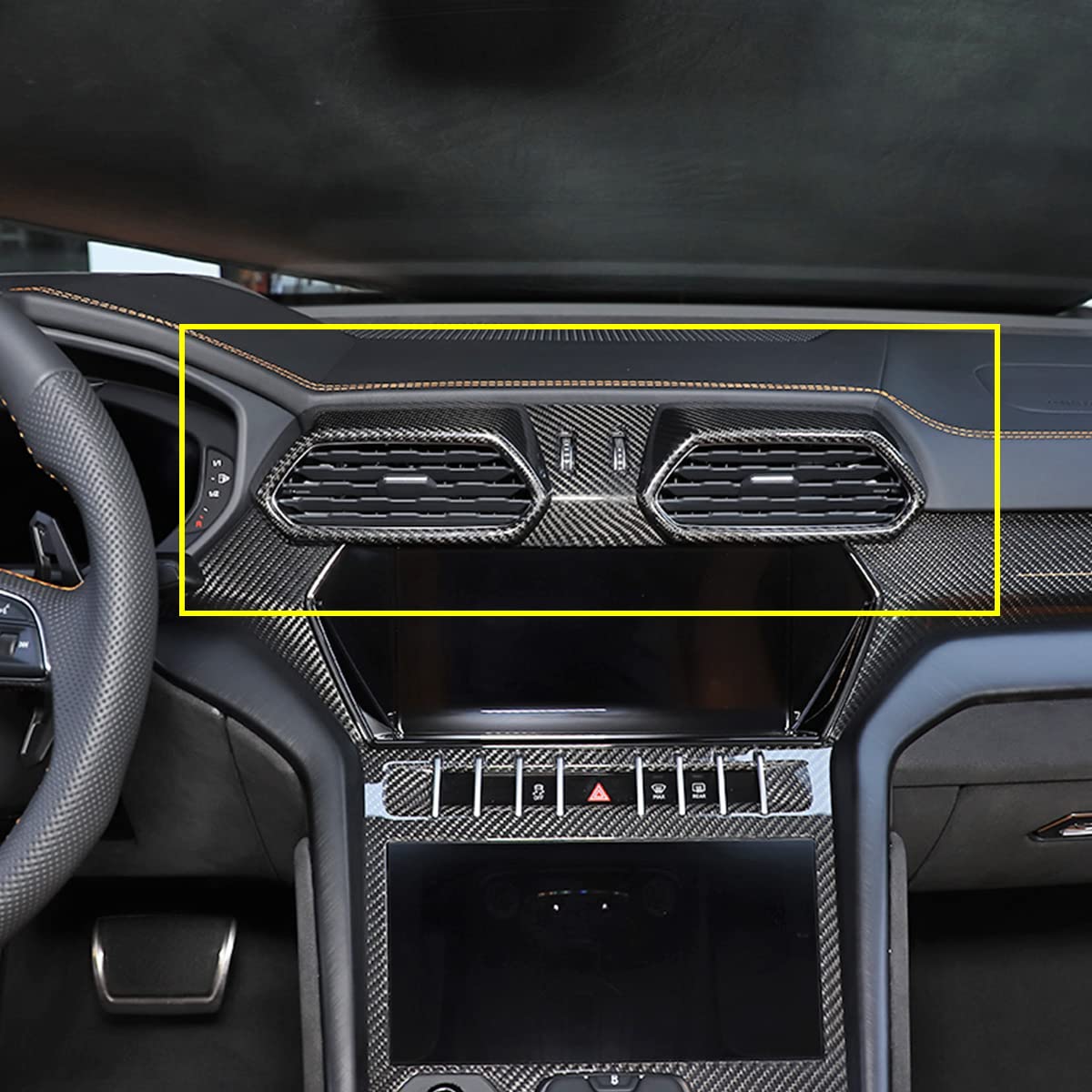 Car Interior Central Control Air Conditioning Outlet Trim Frame Fit for Lamborghini Urus 2018-2021 Real Carbon Fiber Auto — view 3