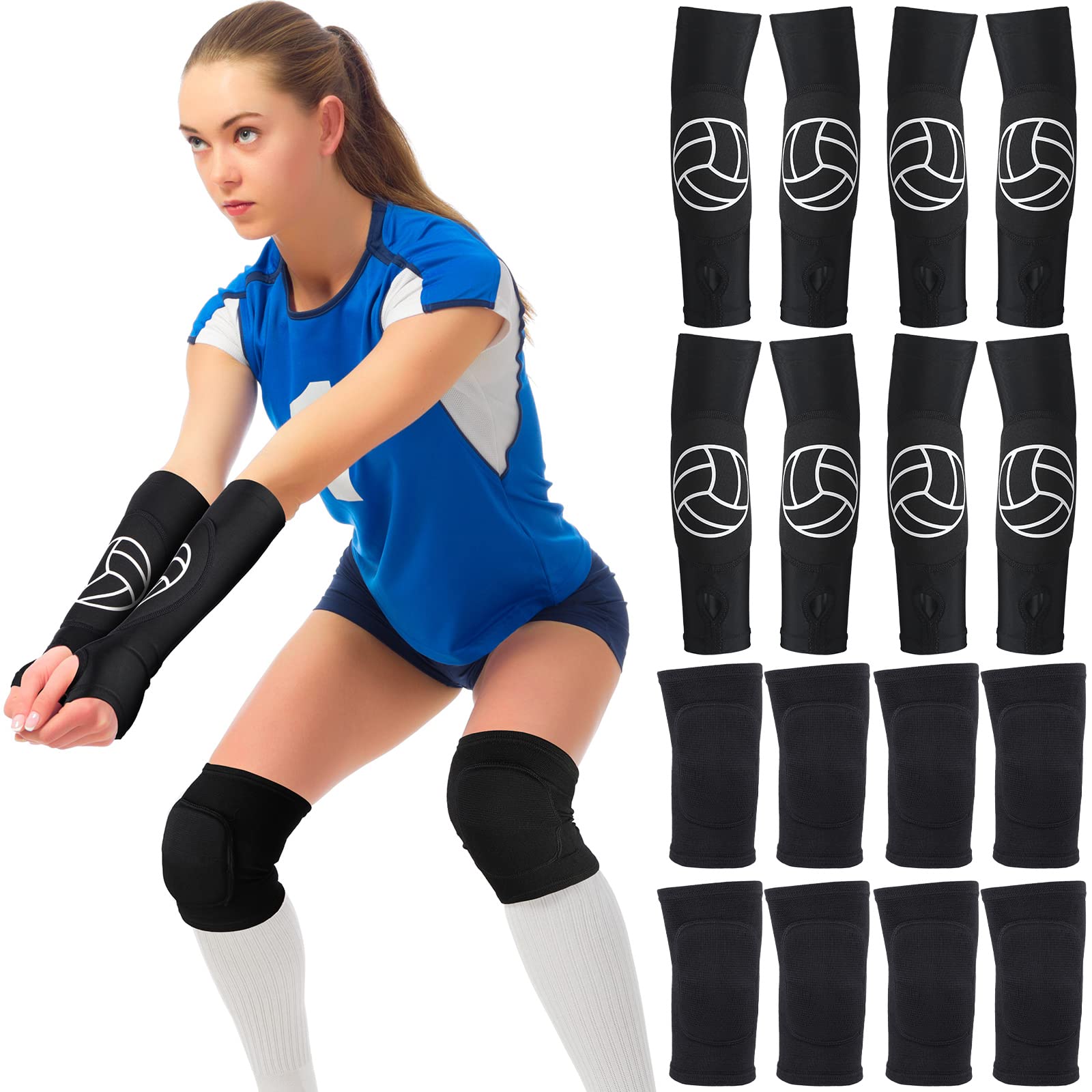 Hungdao Volleyball Knee Pads and Volleyball Arm Sleeves Volleyball Pads ...
