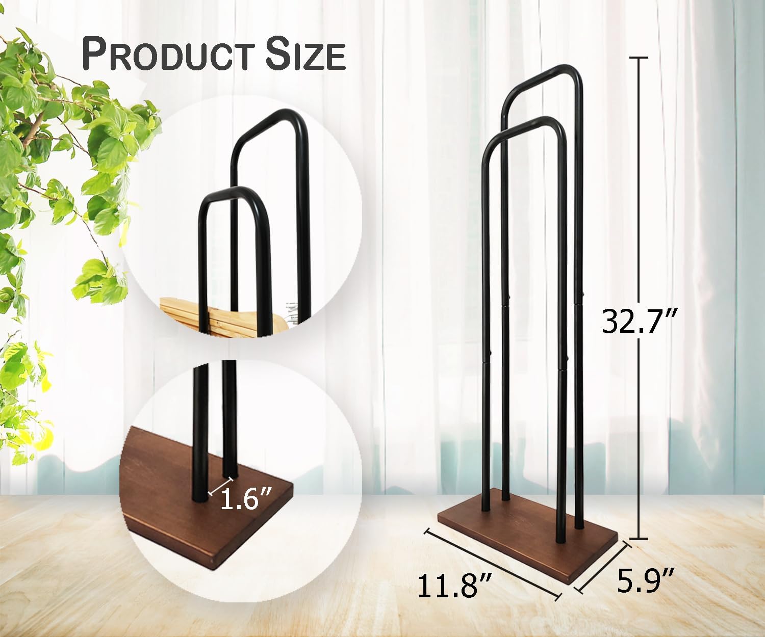 Hanger Stacker, Clothes Hanger Holder Organizer Stand, Portable Hanger Storage Rack, Large Wire and Velvet Hanger Holder for Laundry Room, Commercial Hanger Storage (Black Large - 32.7" H)