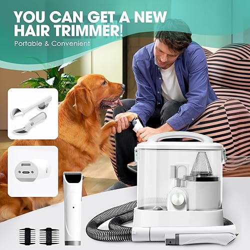 Miniatura 2 de Aspiradora de aseo de perros y aspiradora de aseo de mascotas, aspiradora de aseo de mascotas para perros y cortapelos de perros, taza de polvo de