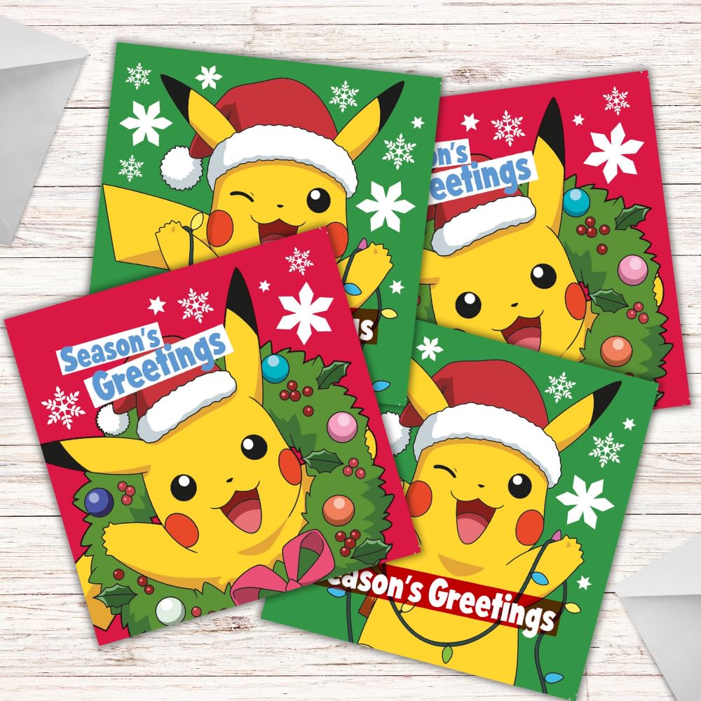 Official Pokemon Christmas Card Pack, 12 Cards, 2 Different Designs, PKXB2 Stationery & Office Supplies