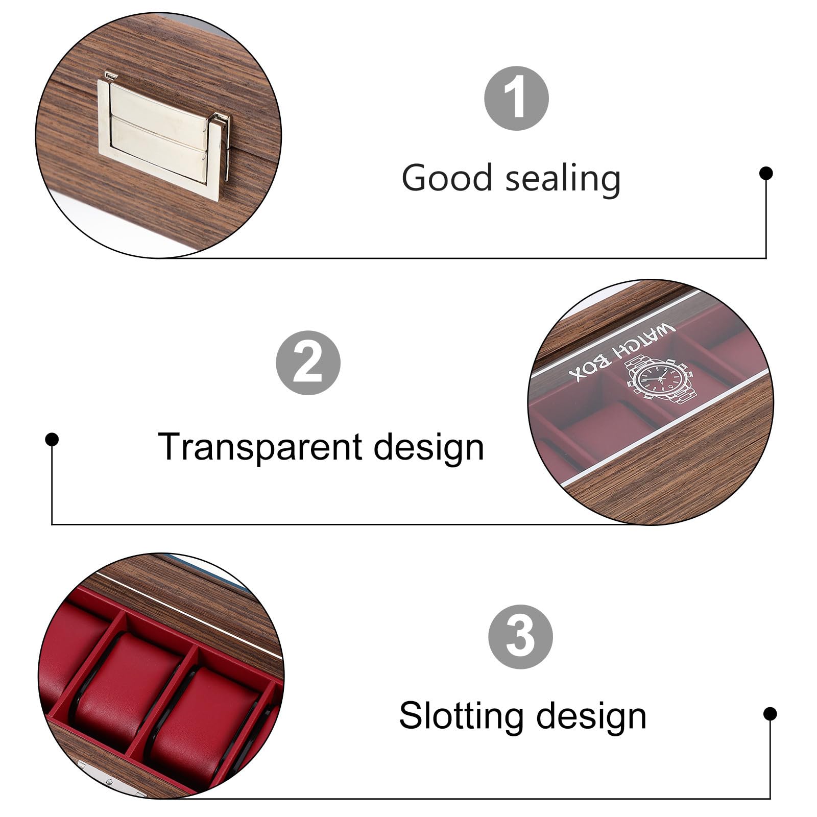 Vitrina para Relojes de Madera para Proteger Relojes del Daño y Arañazos 6 Ranuras, Caja Organizadora Elegante en Ocasiones Obsequios