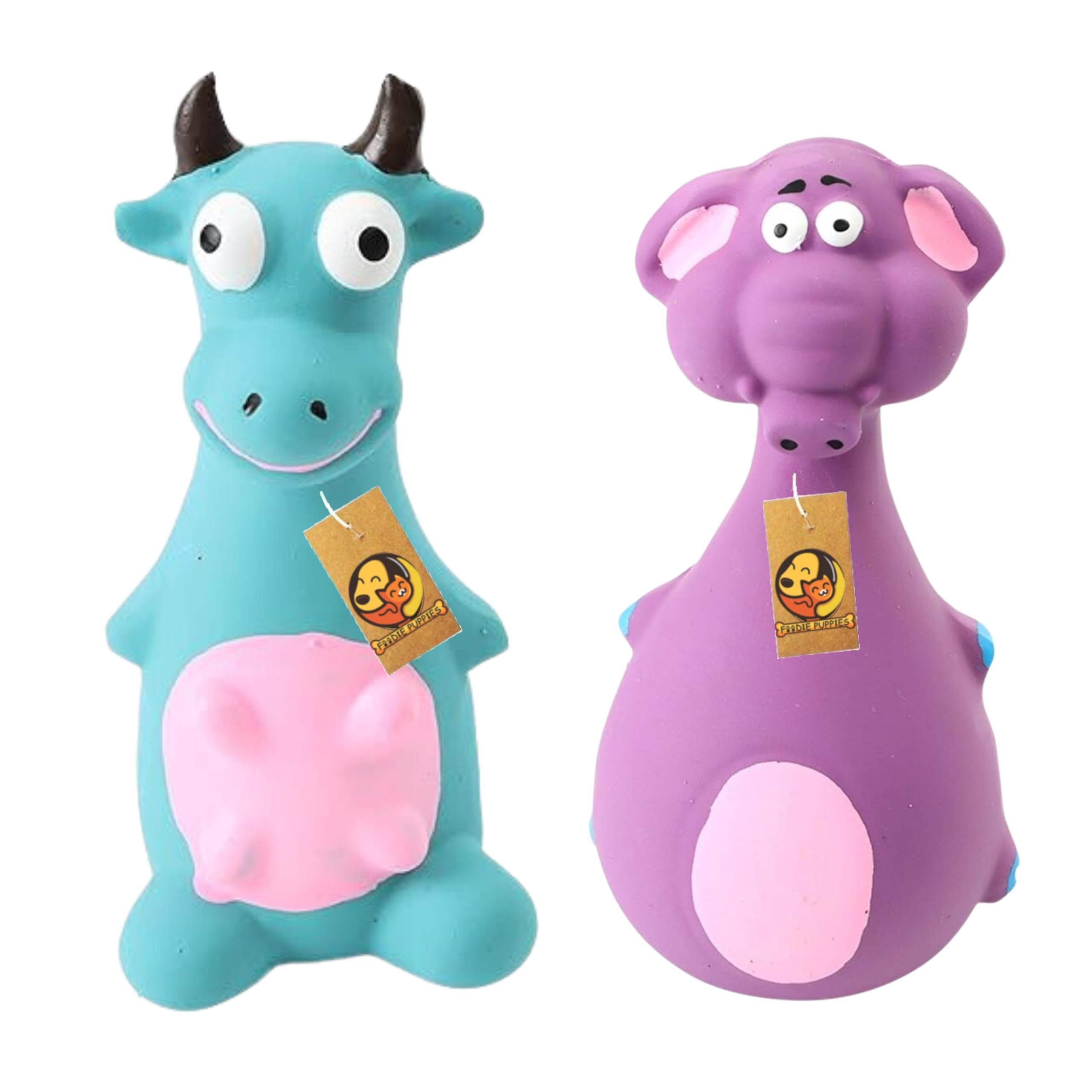 Foodie Puppies Latex Squeaky Dog Toys Combo - (Blue Bull + Purple Elephant) | Suitable for Puppy, Cats, Kitten, X-Small to Small Dogs (0-10kgs) | Animal Design, Fetch & Chew Safe Play Toy (B0CLP9KDGD) Amazon Price History, Amazon Price Tracker