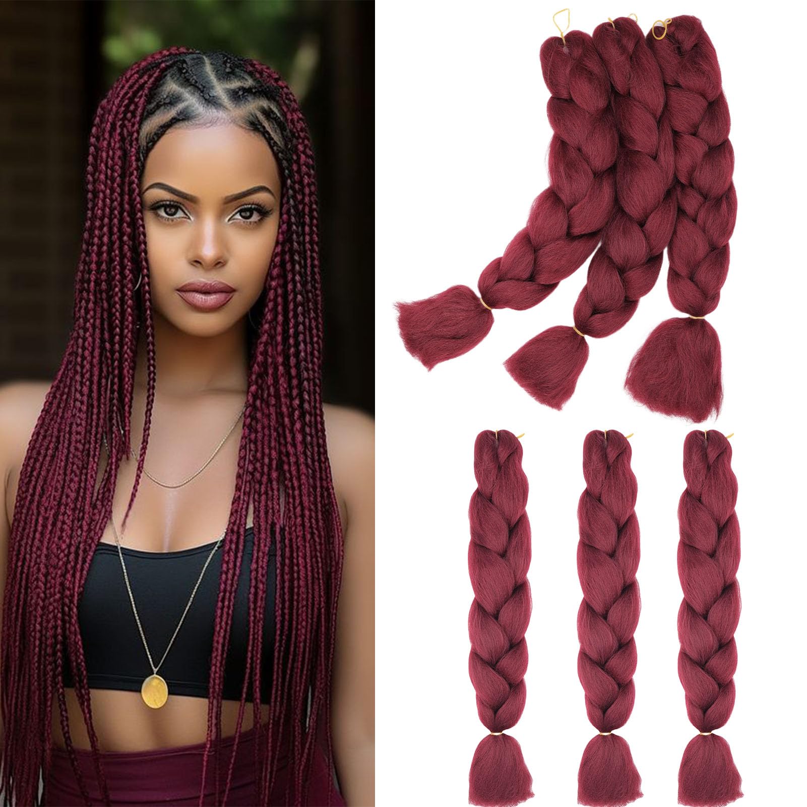 60cm Extensiones de Pelo Trenzas Africanas Castaño Oscuro Extensiones para Trenzas Africanas 1 pcs 100g Kanekalon Pelo para Trenzas Africanas Sintetico Extensiones de Trenzado Cabello Braiding — view 143