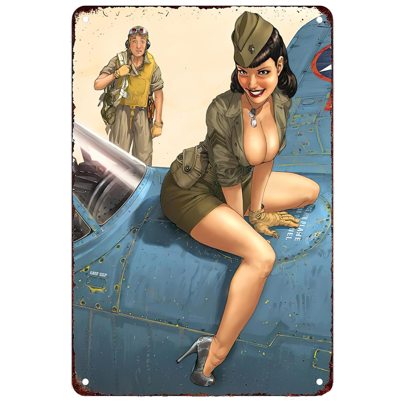 Kueprae Girls A333 Army Pin Up Sexy 8X12 Inch For Kitchen Home Garage Bar Pub Outdoor Retro Art Sign