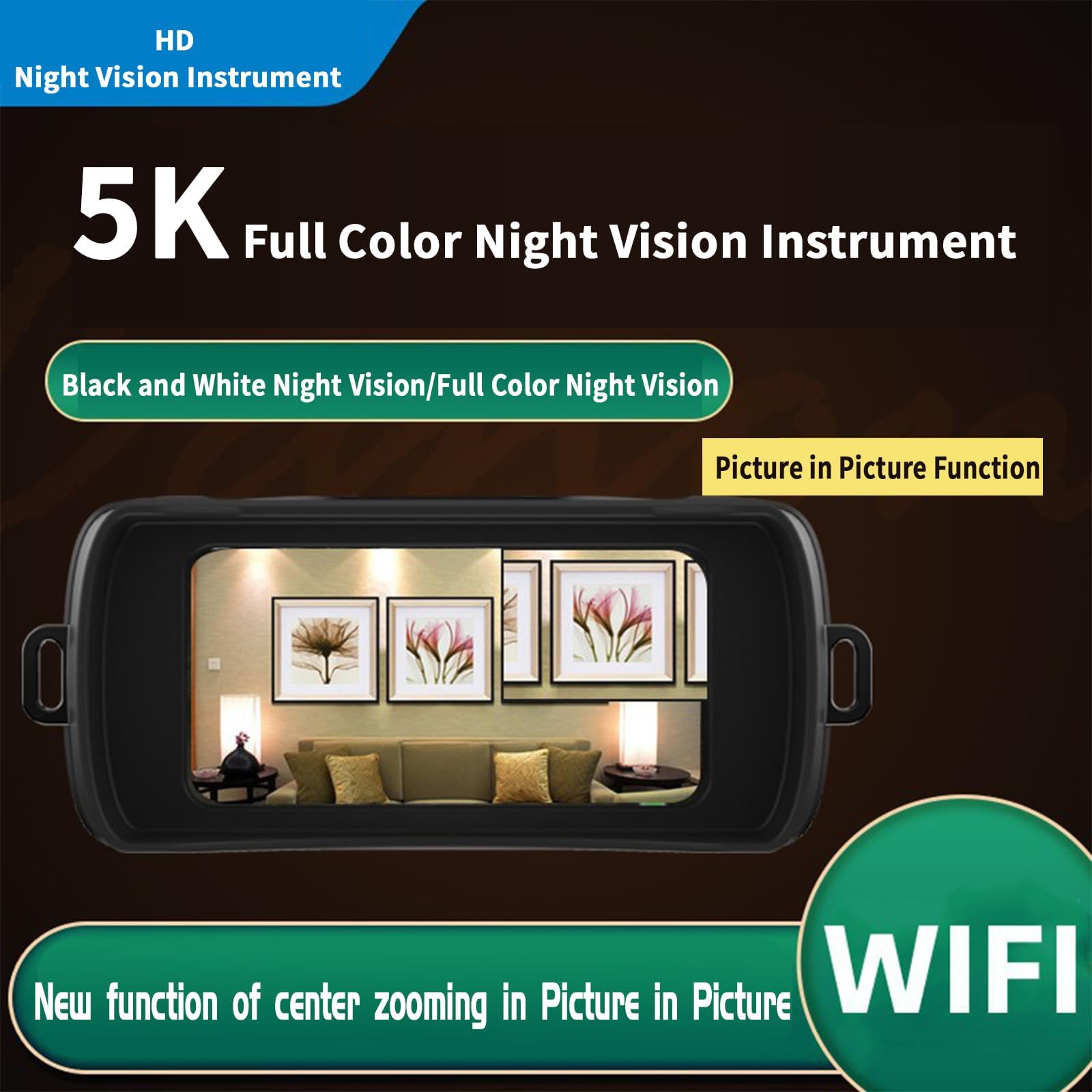 N016 Binocolo Visione Notturna,Schermo Ips Da 4 Pollici Con Risoluzione 5k Videocamera A Infrarossi Zoom Digitale 10x Ideale Per La Caccia E Il Campeggio Cannocchiale Professionale Potente