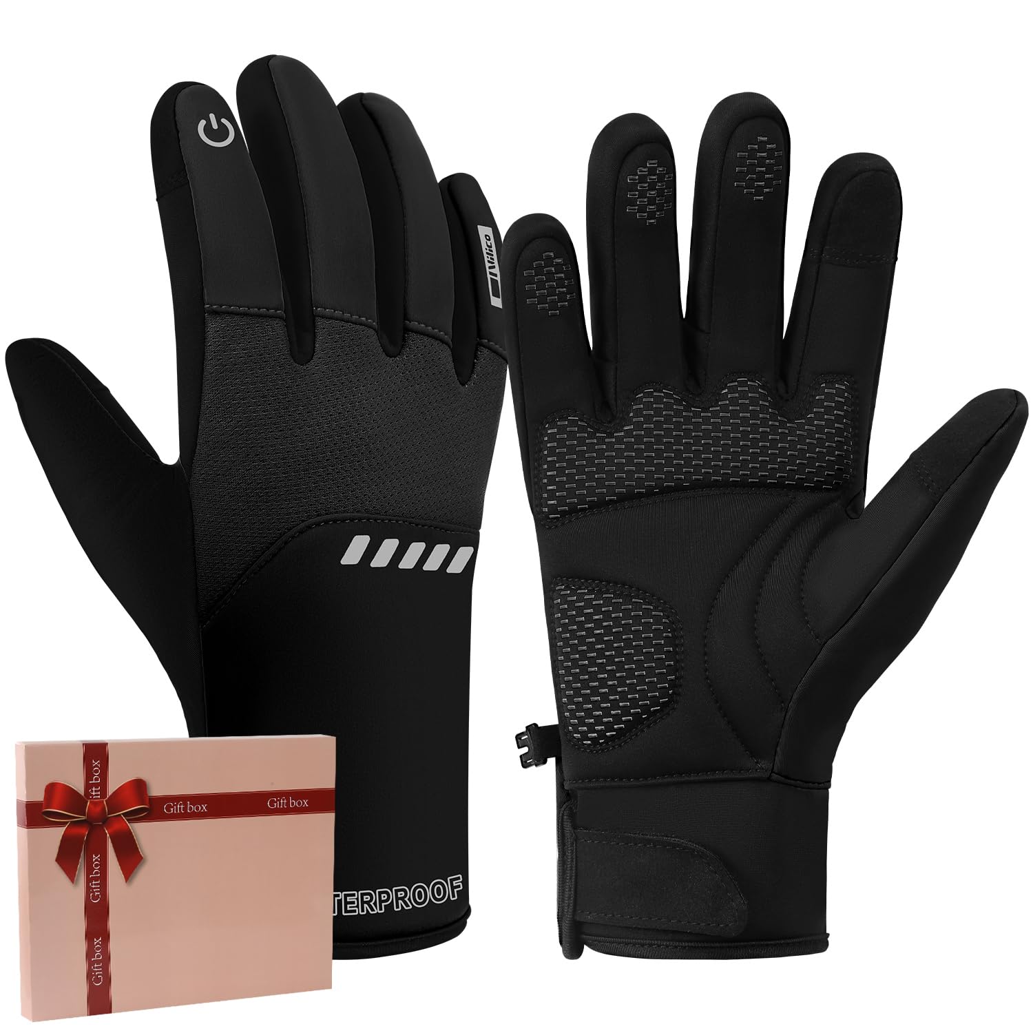 Vilico Guanti invernali da uomo, impermeabili, touch screen, in pile, caldi e termici, per ciclismo, moto, sci