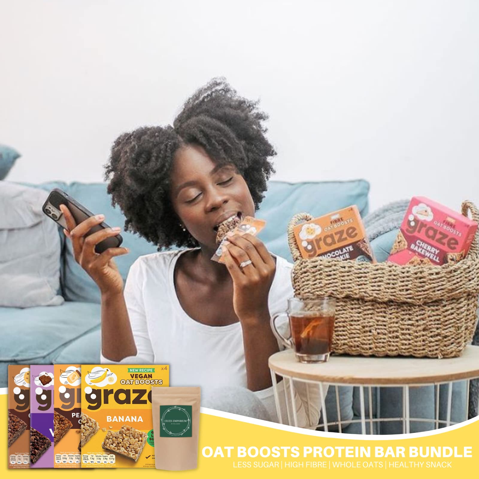 Graze Protein Barres d'avoine – Snacks sains, avoine entière, saveurs naturelles, riche en fibres, moins de sucre (16 collations – 4 paquets de 4 x 30 g)