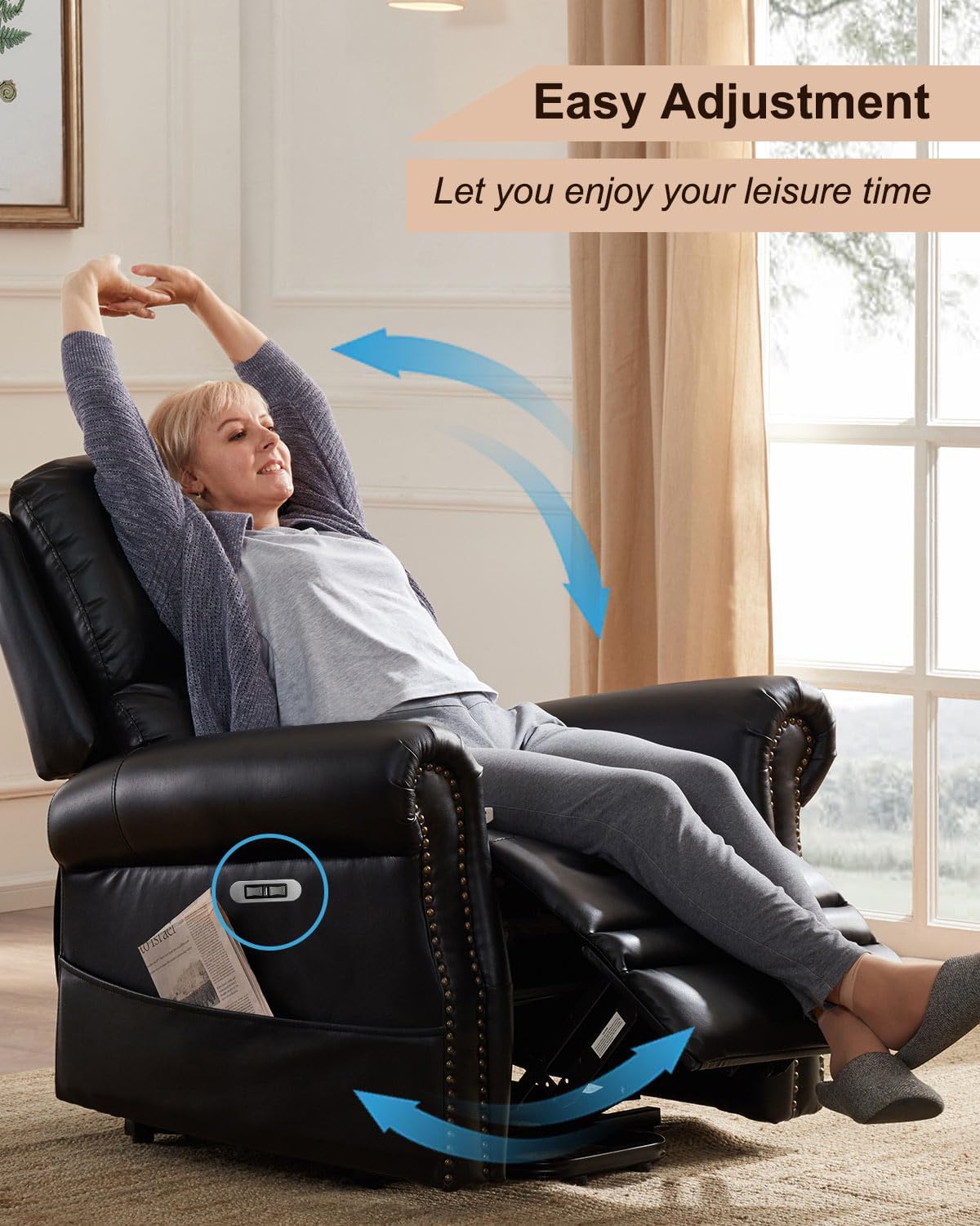 OCHIKI Power Recliner Remote Hand Control Fit for Emomo HX90AFU Electric Lift Chair Remote Control Replacement, with 5-Pin Male Plug & USB, 4 Button