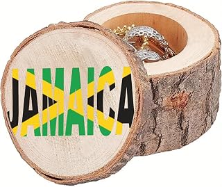 Jamaican flag Wooden Ring Box Jewelry Case for Proposal Wedding Vintage Keepsake Storage Container