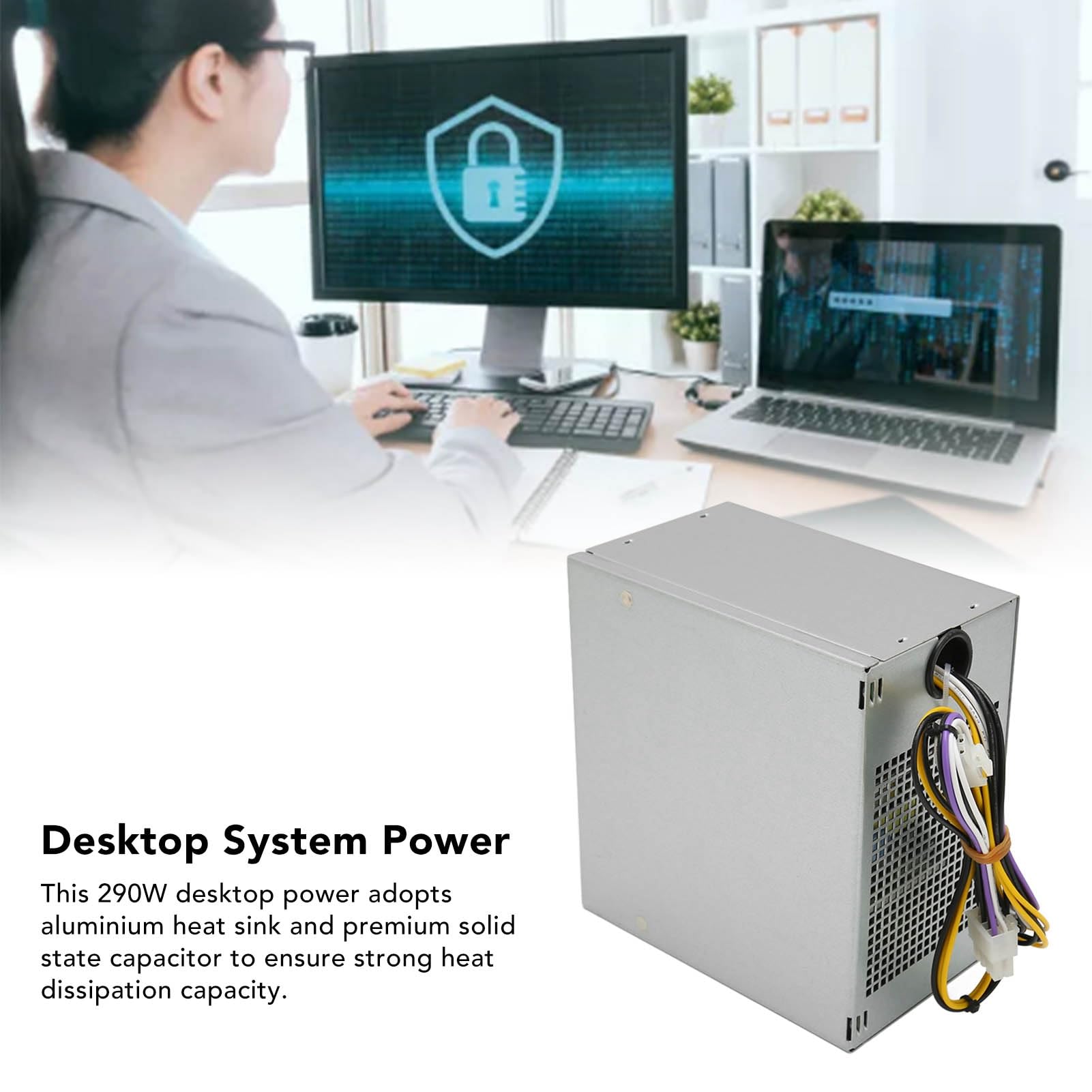KUIDAMOS Zasilacz do Komputerów Stacjonarnych 290 W Trwałe i Szybkie Chłodzenie do Komputerów Optiplex 3020 7020 9020 T1700 i PowerEdge T20
