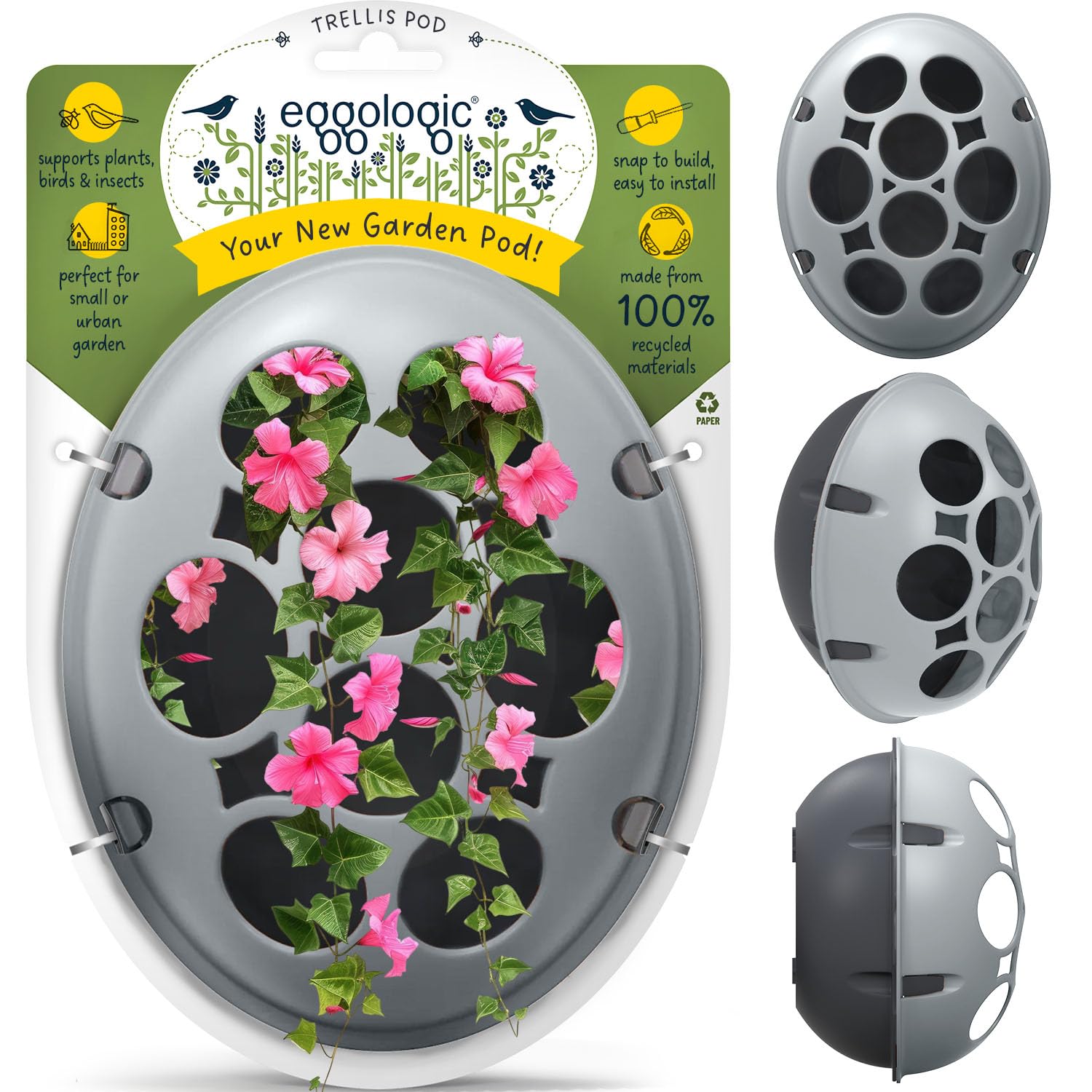 Treillis pour plantes grimpantes 100 % recyclé avec abri de nuit pour petits oiseaux
