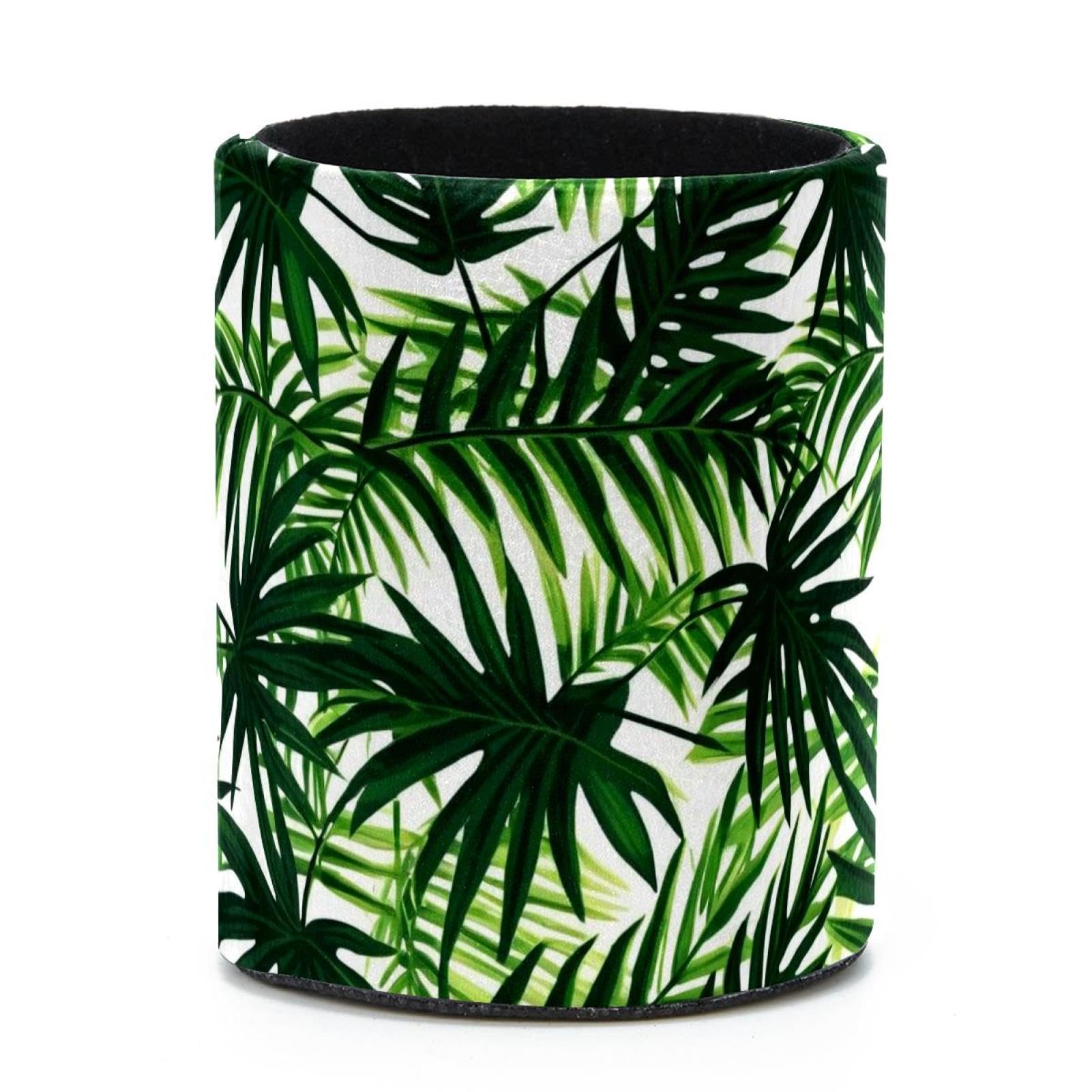 VAPOKF Round Pencil Holders for Desk, Artistic Leaves Pen Holders Pen Pot Makeup Brushes Storage Desktop Stationery Supplies Organiser for Home Office