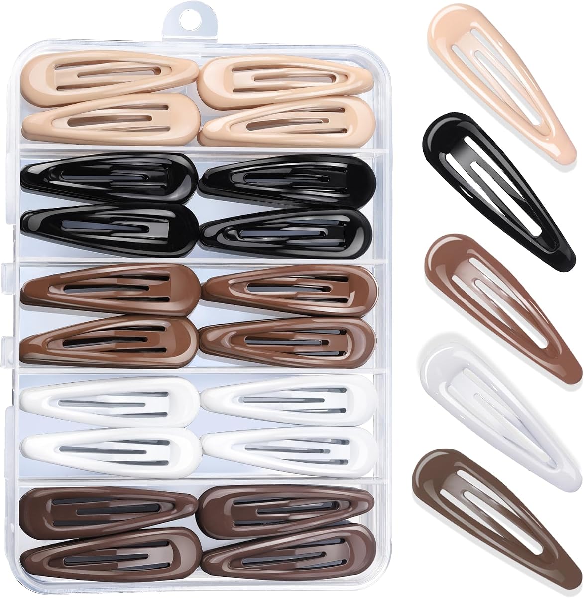 Teenitor 50Pcs Snap Hair Clips,2 Inch Hair Barrettes Hair Clips For Women, Metal Mixed Color, Hair Barrettes For Women Hair Snap Clips 5 Colors