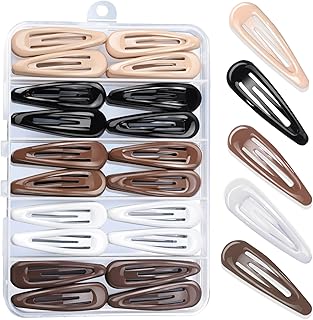 Teenitor 50Pcs Snap Hair Clips,2 Inch Hair Barrettes Hair Clips For Women, Metal Mixed Color, Hair Barrettes For Women Hair Snap Clips 5 Colors