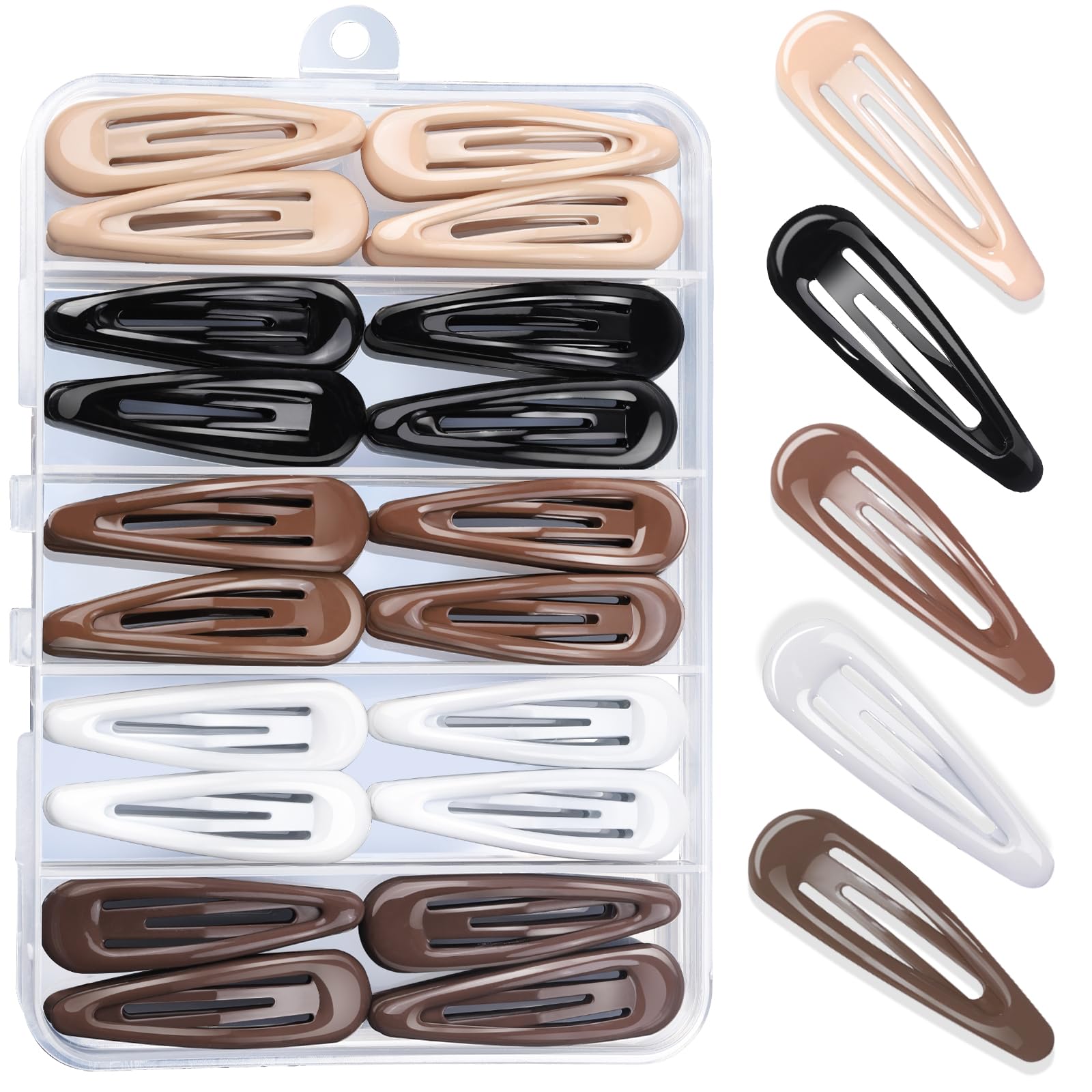 Teenitor 50 pinzas de pelo a presión, pasadores de pelo de 2 pulgadas para mujer, pinzas de pelo de metal a presión de colores mixtos, pasadores de pelo para mujer, 5 colores