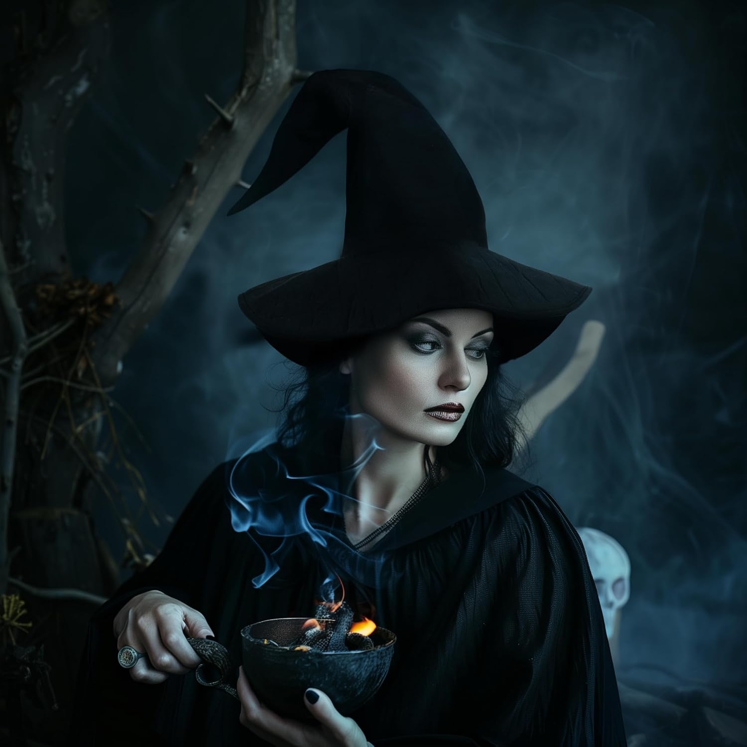 HOMELEX Black Witch Hat Adult Wizard Hat Sorcerer Accessories Halloween - Image 6