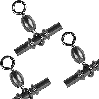 JL Sport Cross-line Crane Fishing Swivels - 20/50Pcs 3 Way T-Shape Fishing Swivel Sleeves Crimp Swivel Fishing Tackle Connector -Size 3/0-3