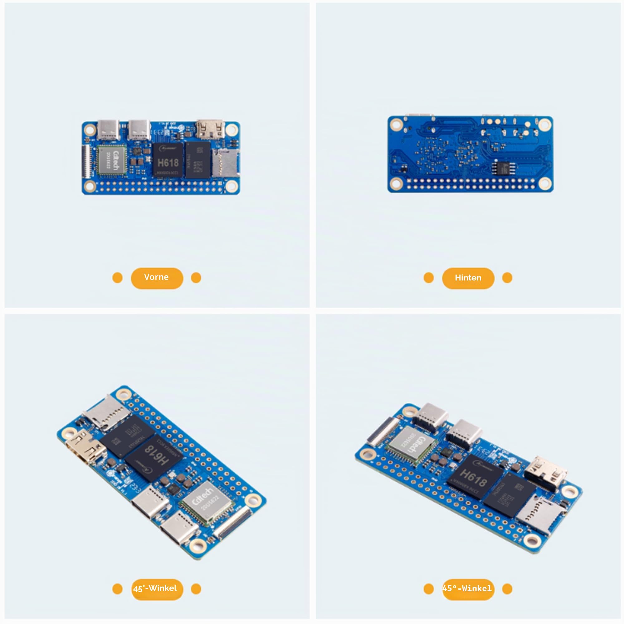 Orange Pi Zero 2W 1GB/1,5GB/2GB/4GB LPDDR4 Allwinner H618 Quad-Core Cortex-A53 Prozessor mit 16MB SPI Flash Unterstützung 4K Display Läuft mit Android Ubuntu (Zero2W 2G)