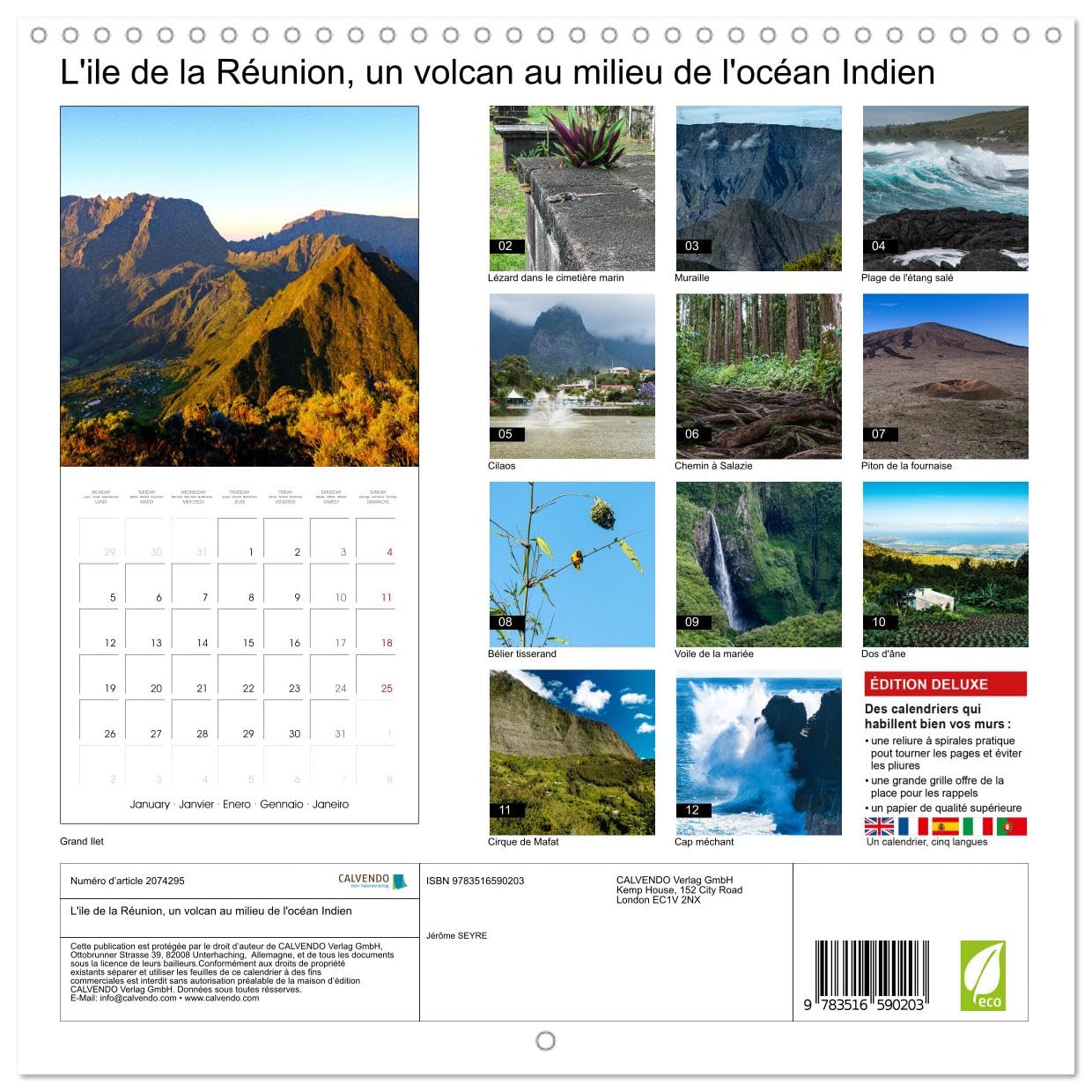 L'ile de la Réunion, un volcan au milieu de l'océan Indien (Calendrier mural carré 2026 30x30 cm) Calendrier double avec une page pour vos prises de notes: Les merveilles de l'île de la Réunion