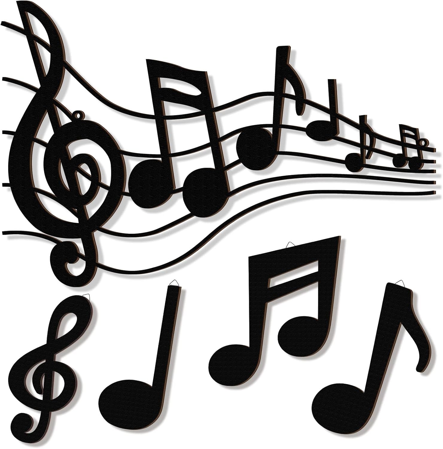 5 Pcs Wooden Music Wall Decor Black Treble Clef Wooden Wall
