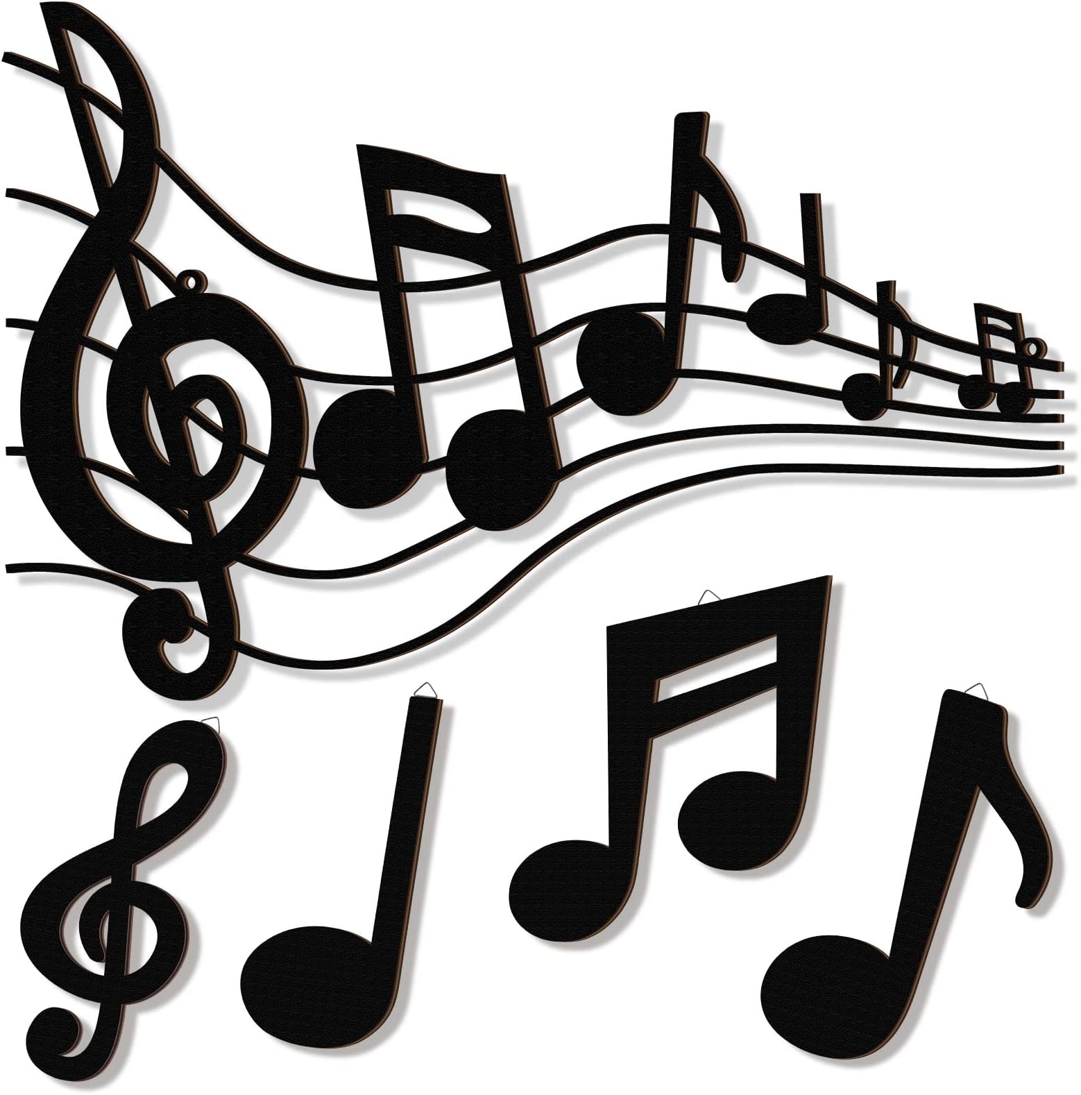 5 Pcs Wooden Music Wall Decor Black Treble Clef Wooden Wall Decor Music Notes Wall Art Room Decor Wood Musical Notes Wall Hanging Music Wall Sign Music Notes Party Decorations for Studio Home Bedroom