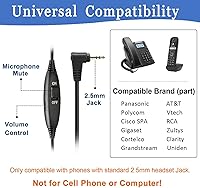 Vista 3 de Callez Auriculares de teléfono con micrófono con cancelación de ruido, auriculares de oficina para teléfonos DECT inalámbricos con conector