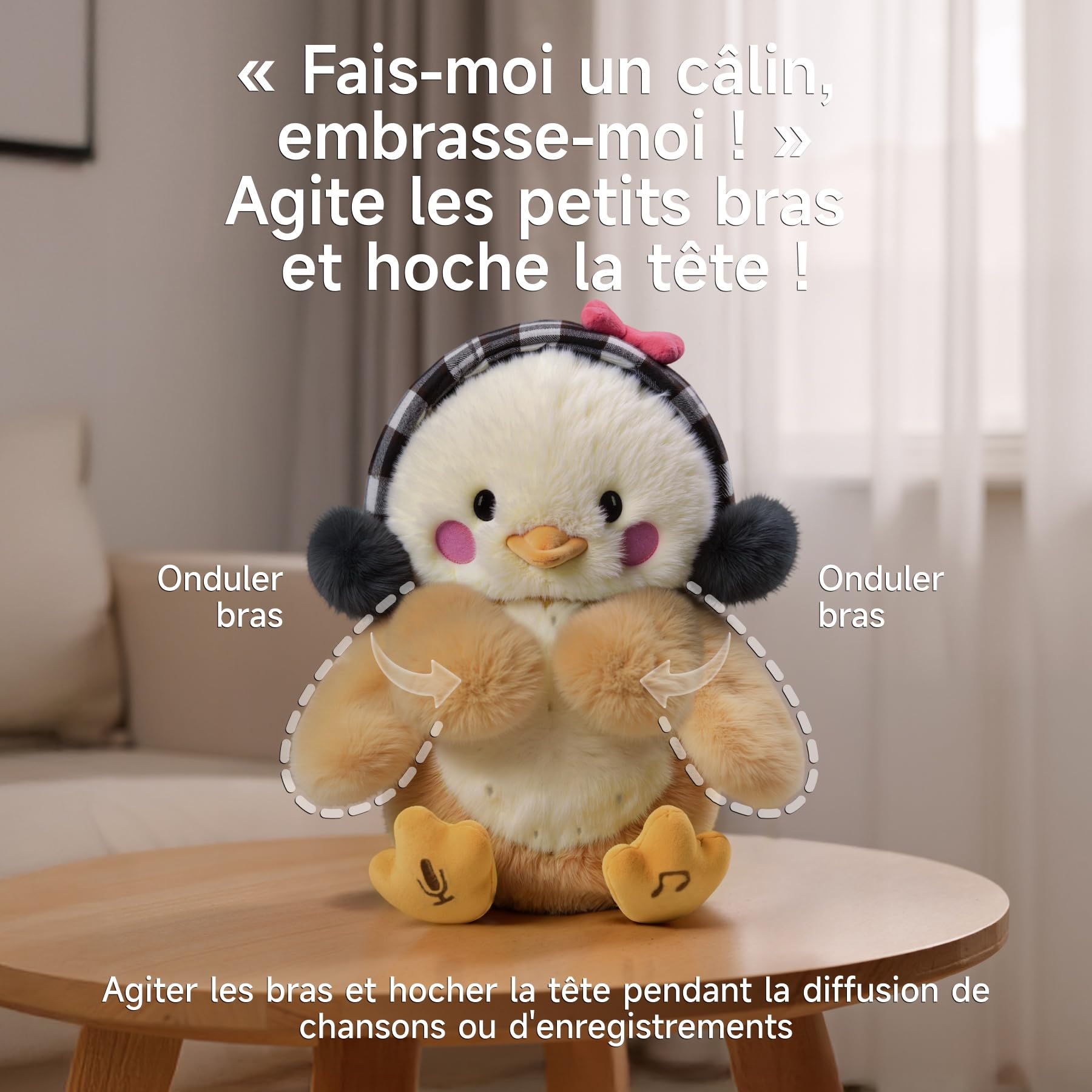 TUMAMA Kids Peluche Animal Qui Danse et Repete pour Bebe, Interactif Musical Jouet avec Enregistrement, Dansante Parlante Jouets Enfant, Peluches Poulet et Animaux Interactifs, Répéte Hug me, Kiss Me