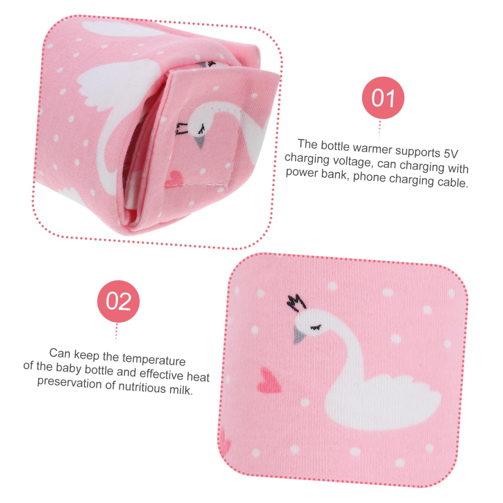 Toddmomy 3 Piezas Cubierta de Aislamiento Bolsa para biberón Mantener Caliente la Leche del bebé Cubierta aislada de biberón Bolsa de Aislamiento de calefacción USB Rosa