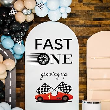 Fast One/Two Birthday Racing Car Themed Decal Sign for Backdrop, One