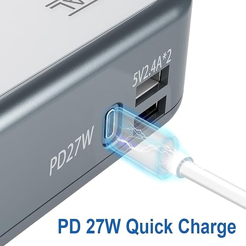 Miniatura 4 de FOVAL Inversor de corriente para automóvil de 200 W, CC 12 V a 110 V CA, cargador rápido con [27 W PD USB-C] y puertos USB duales, adaptador de