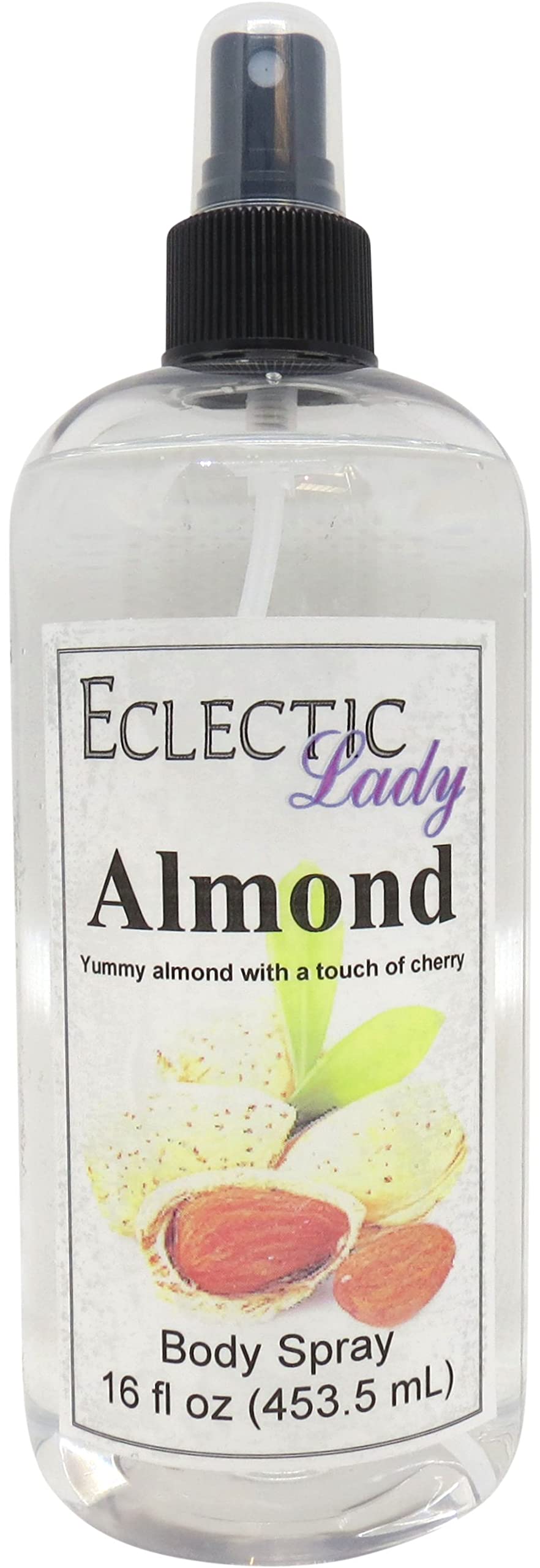 Almond Body Spray, Double Strength, 16 ounces, By Eclectic Lady, Body Mist for Women with Clean, Light & Gentle Fragrance, Cologne with Soft, Subtle Aroma For Daily Use